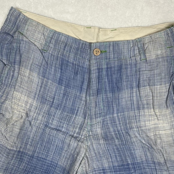 Tommy Bahama Other - Tommy Bahama Linen Shorts 35x11 Men's Blue Plaid Flat Front 5 Pocket Seersucker